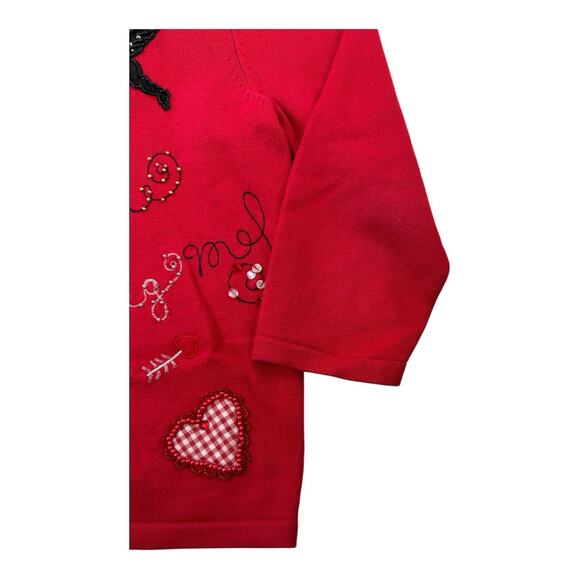 Vintage Y2K Jack B. Quick Sz M Whimsical Valentine Novelty Cardigan Sweater - Picture 2 of 16
